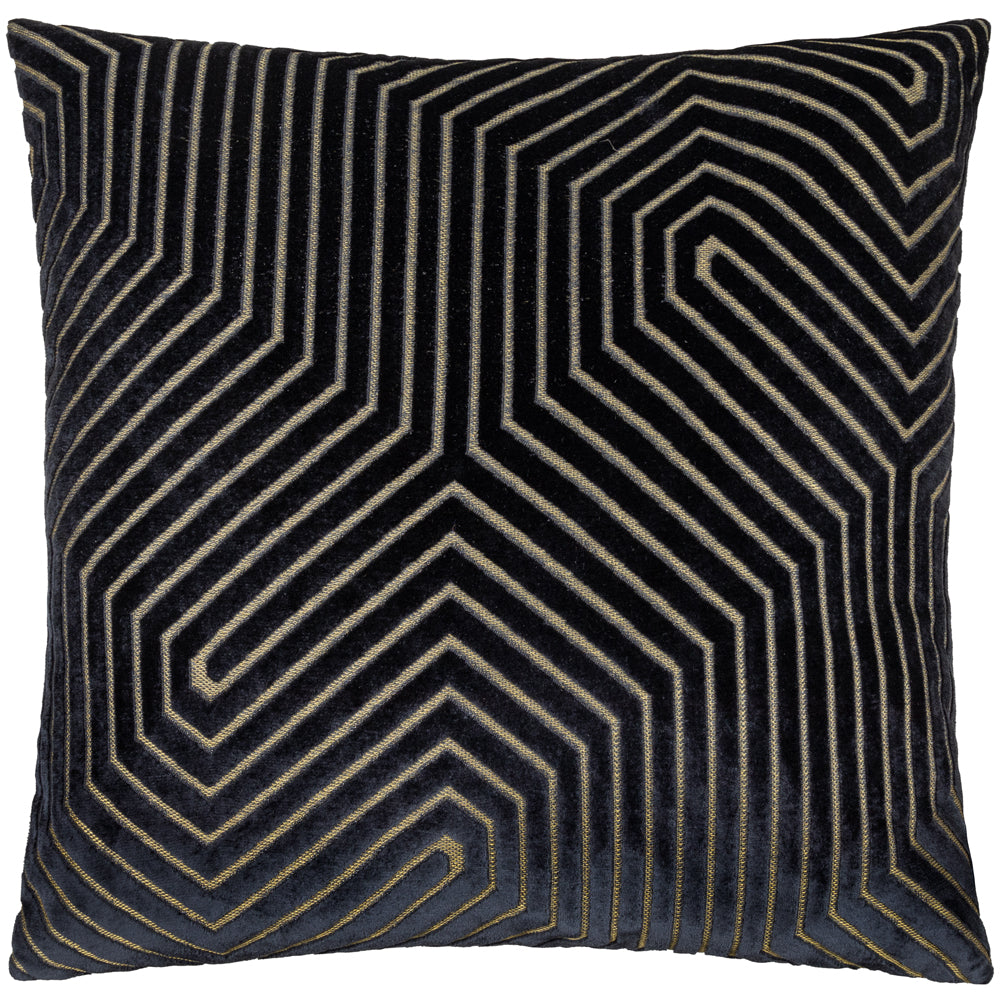 Evoke Cut Velvet Cushion Black