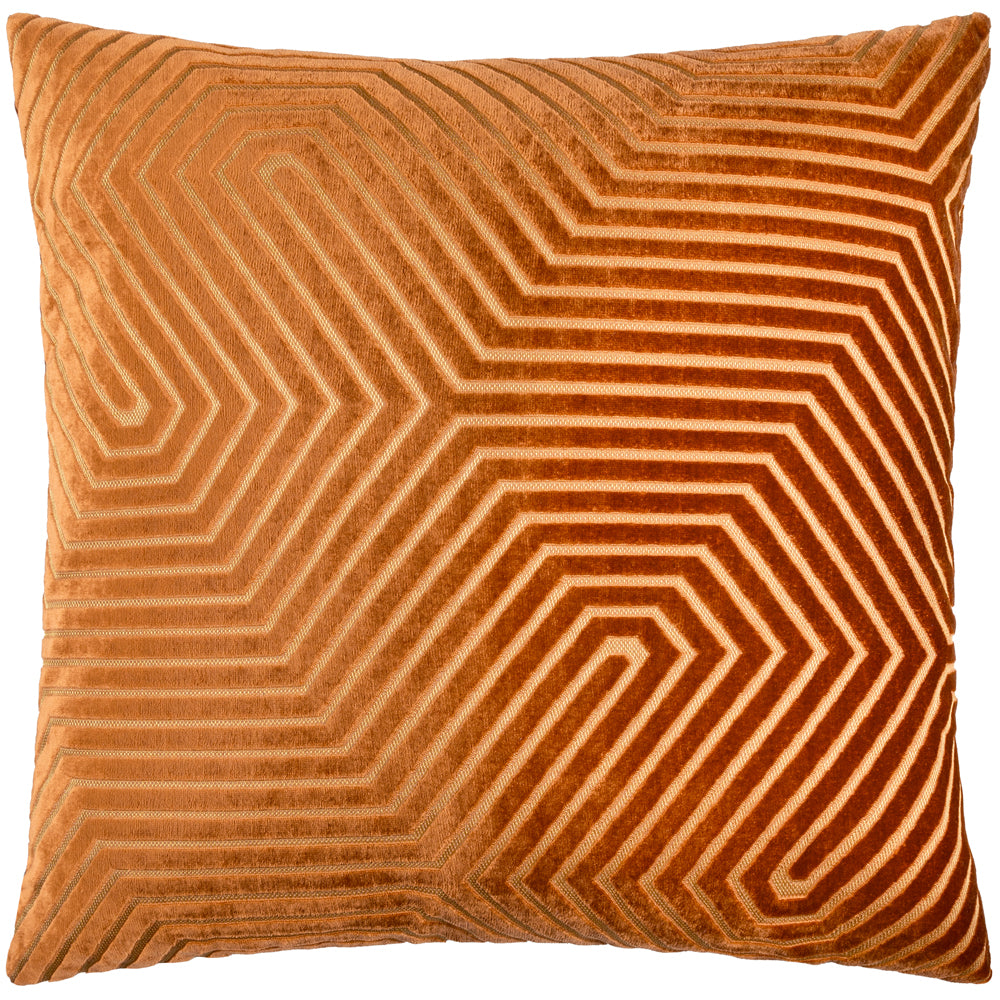 Evoke Cut Velvet Cushion Brick