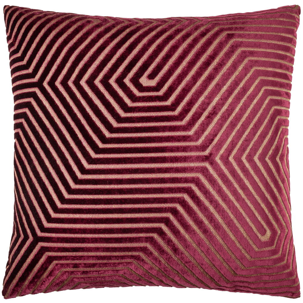 Evoke Cut Velvet Cushion Burgundy