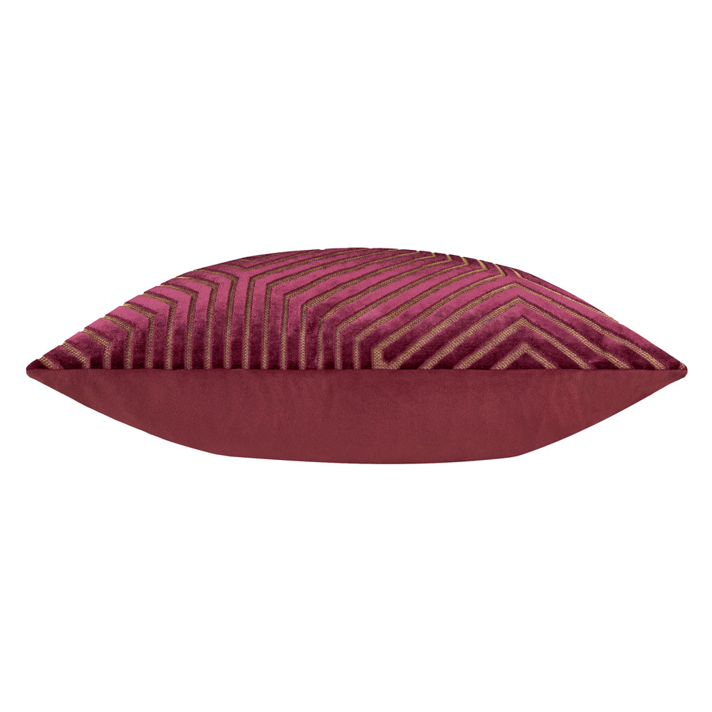 Evoke Cut Velvet Cushion Burgundy