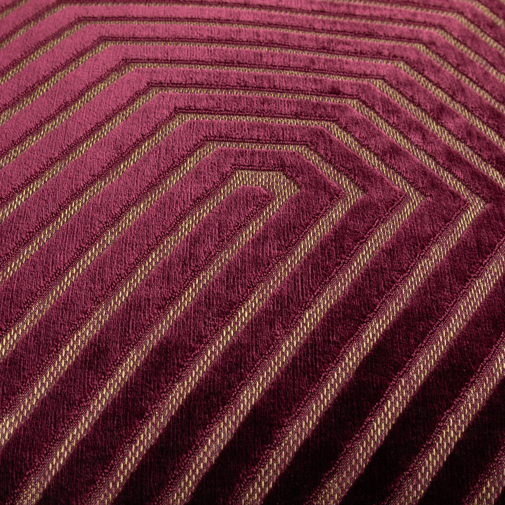 Evoke Cut Velvet Cushion Burgundy