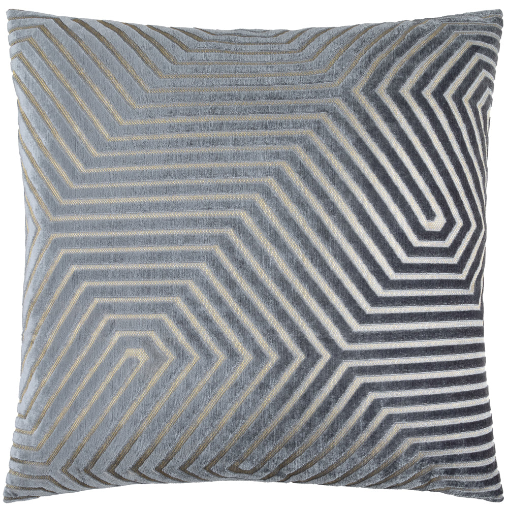 Evoke Cut Velvet Cushion Charcoal