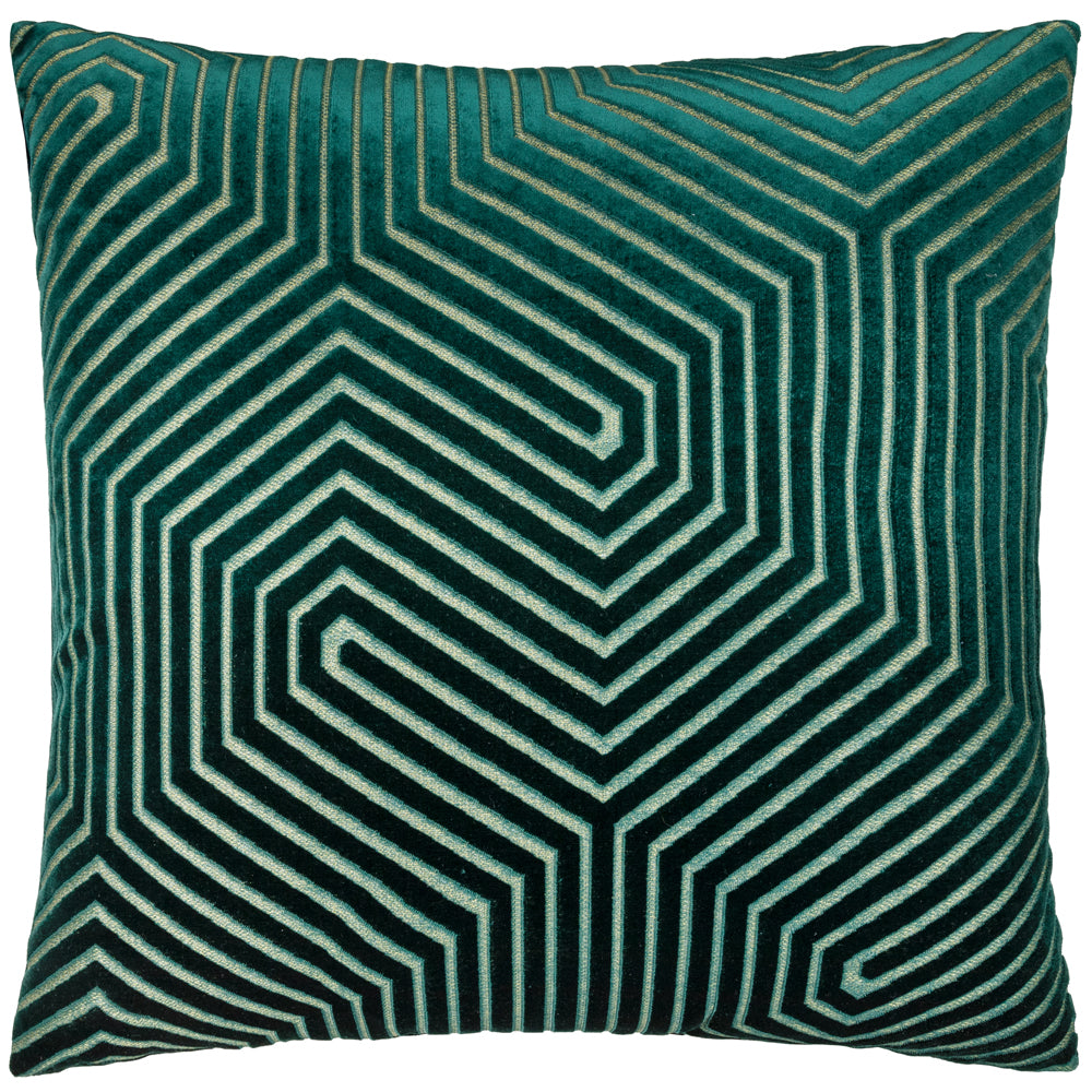 Evoke Cut Velvet Cushion Emerald