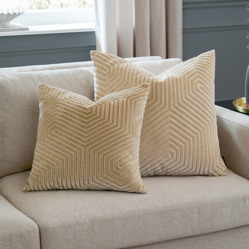 Evoke Cut Velvet Cushion Ivory