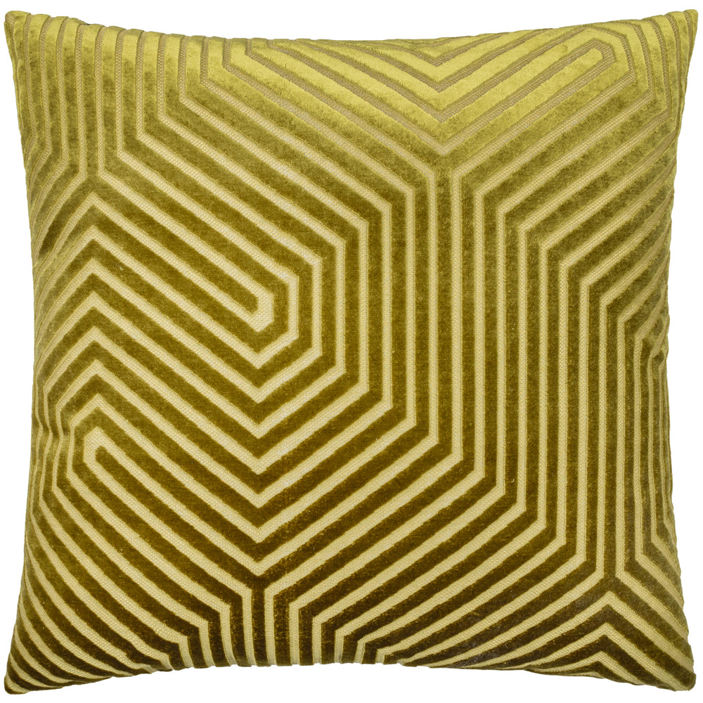 Evoke Cut Velvet Cushion Olive