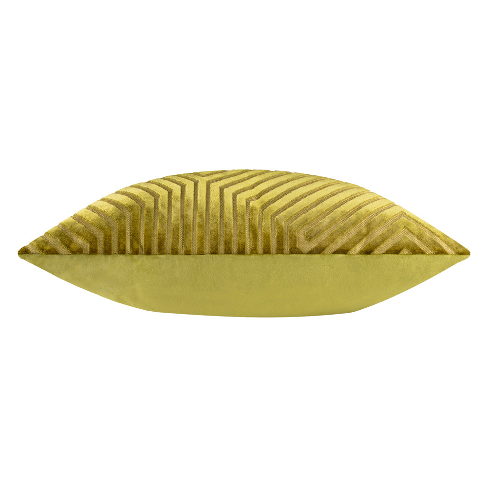 Evoke Cut Velvet Cushion Olive
