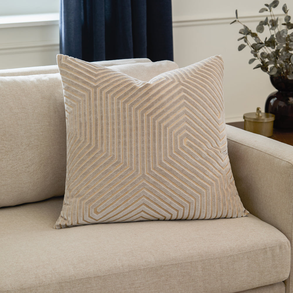 Evoke Cut Velvet Cushion Oyster