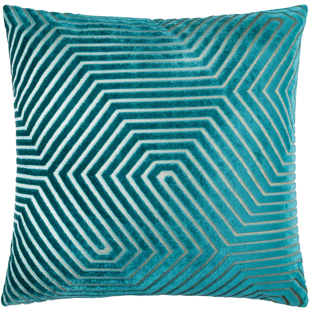 Evoke Cut Velvet Cushion Teal