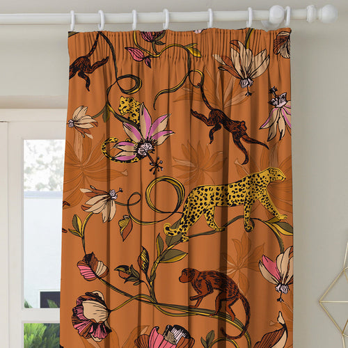 Floral Red M2M - Exotic Wildlings Warm Sienna Made to Measure Curtains furn.