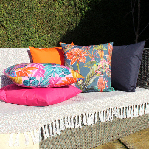 Floral Blue Cushions - Exotics  Outdoor Cushion Cover Navy Evans Lichfield