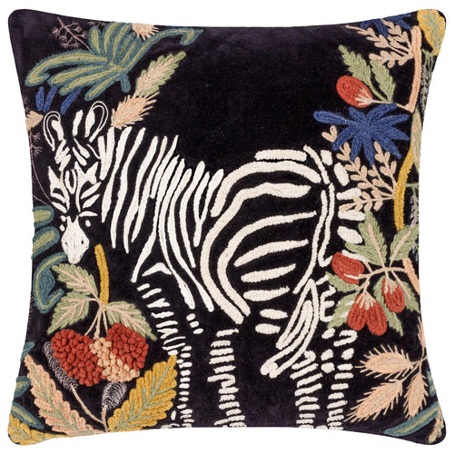 Animal Blue Cushions - Exotic Zebra Embroidered Cushion Cover Midnight Wylder