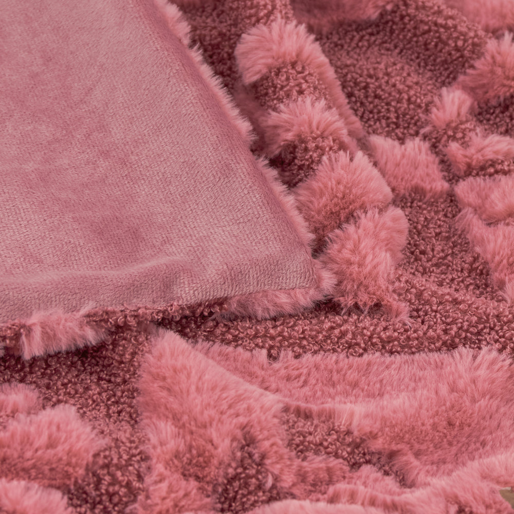 Fur Boucle Big Bows Throw Pink
