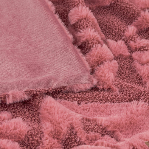 Fur Boucle Big Bows Throw Pink