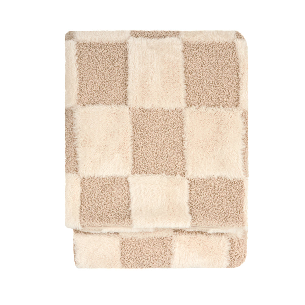 Check Beige Throws - Fur Boucle Check  Throw Natural Furn