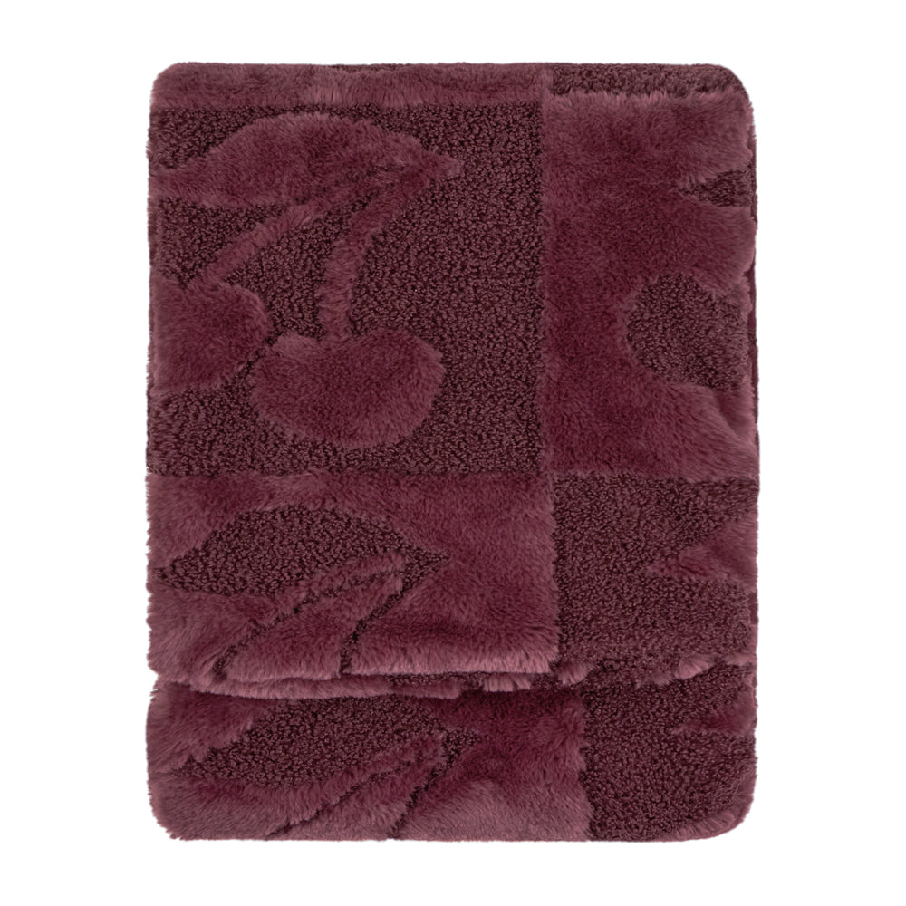 Fur Boucle Cherries Throw Morello