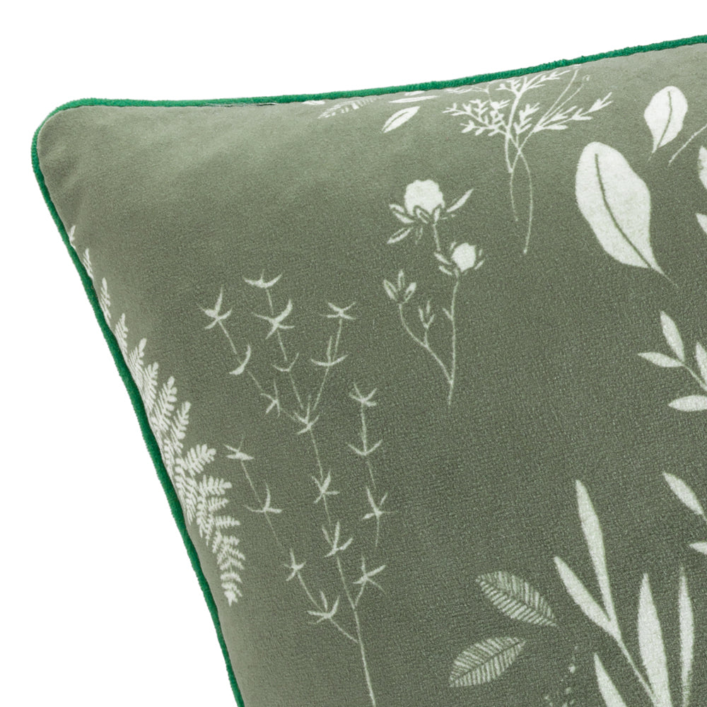 Fearne Printed Velvet Cushion Sage Green