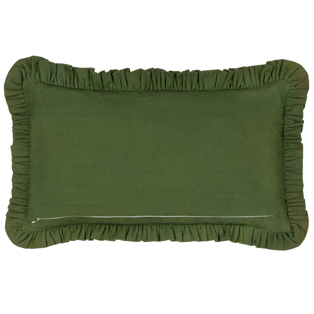 Feeoni Home Sweet Home Embroidered Cotton Cushion Willow Green