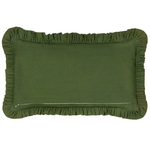 Floral Green Cushions - Feeoni Home Sweet Home Embroidered Cotton Cushion Cover Willow Green furn. 