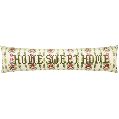 Floral Green Cushions - Feeoni Home Sweet Home Velvet Draught Excluder Willow Green furn.