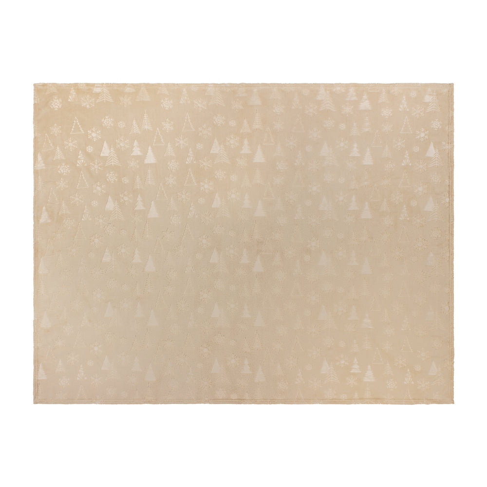 Festive Time Embossed Fleece Throw Natural