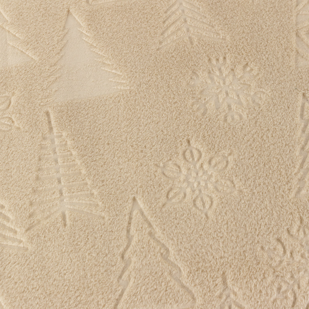 Festive Time Embossed Fleece Throw Natural
