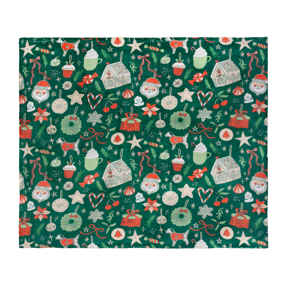 Festive Treats Printed Fleece Throw Emerald