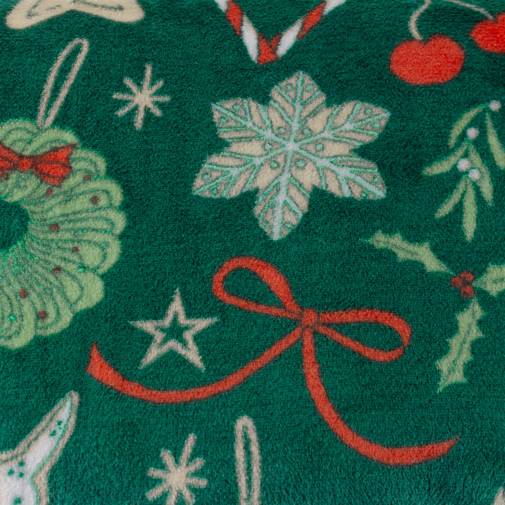 Festive Treats Printed Fleece Throw Emerald