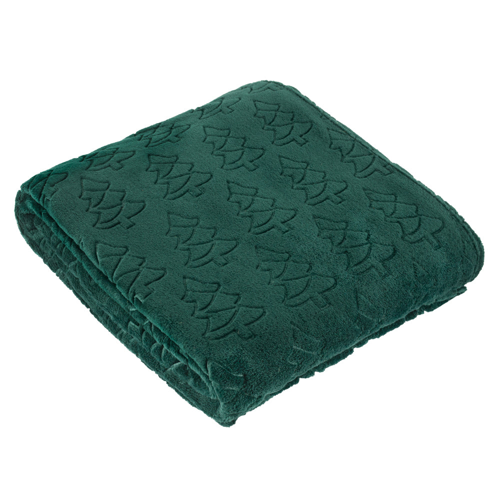 Festive Trees Fleece Throw Emerald