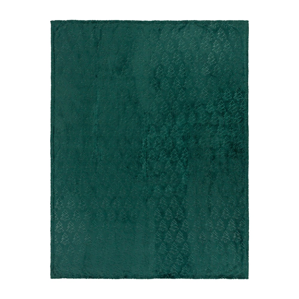 Festive Trees Fleece Throw Emerald