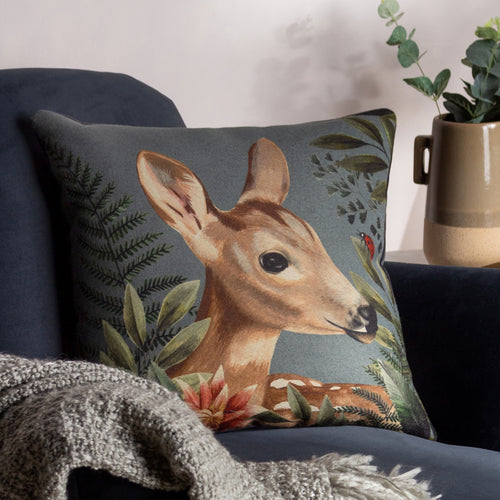 Animal Grey Cushions - Forest Fawn Cushion Cover Grey Evans Lichfield