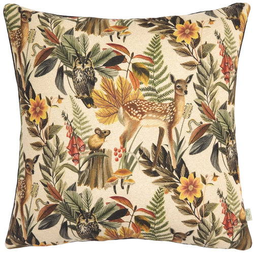 Animal Grey Cushions - Forest Fawn Repeat Cushion Cover Grey Evans Lichfield