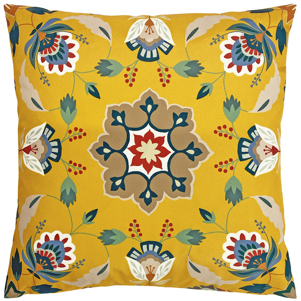 Folk Flora Outdoor Cushion Ochre