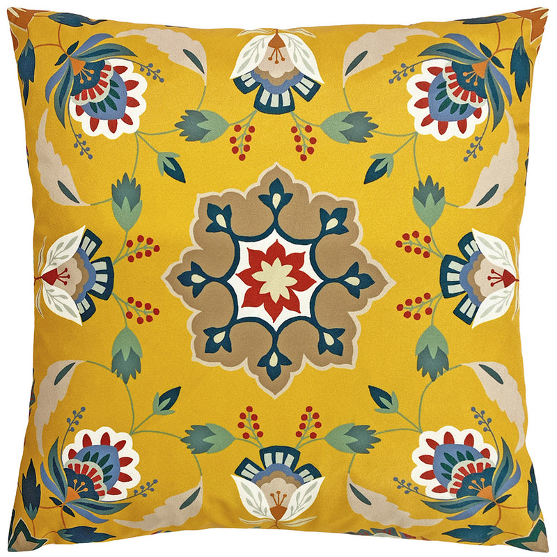 Floral Yellow Cushions - Folk Flora Outdoor Cushion Cover Ochre furn.