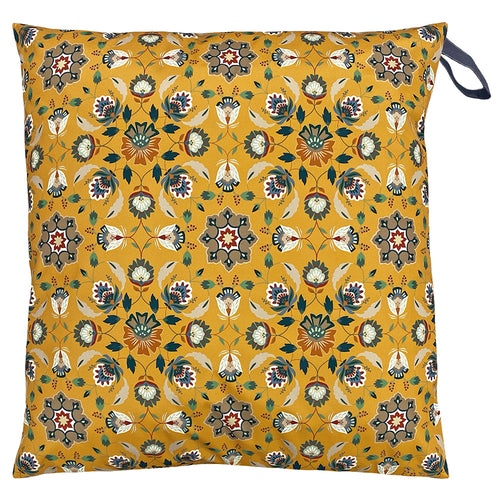 Floral Yellow Cushions - Folk Flora Large 70cm Outdoor Floor Cushion Cover Ochre furn.