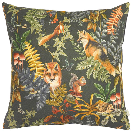 Animal Grey Cushions - Forest  Fox Repeat Cushion Cover Grey Evans Lichfield