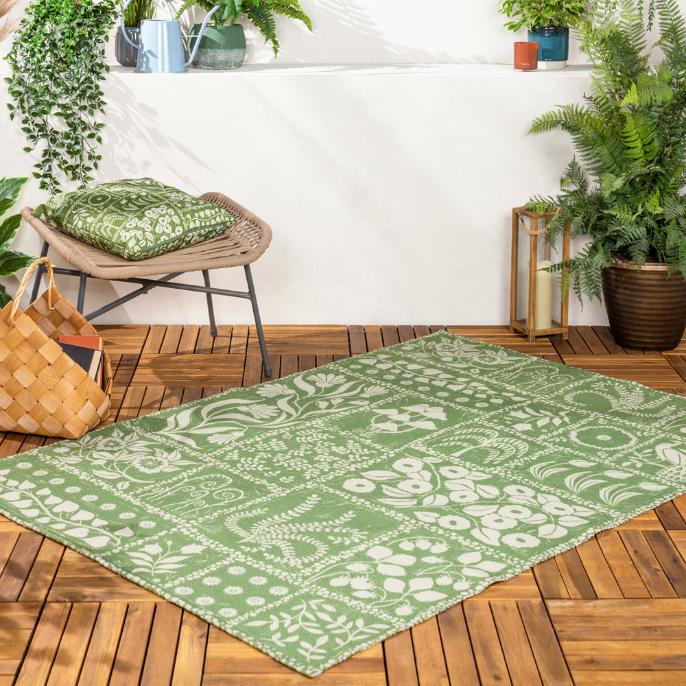 Floral Green Rugs - Forage Garden 120x170cm Indoor/Outdoor Rug Sage furn.