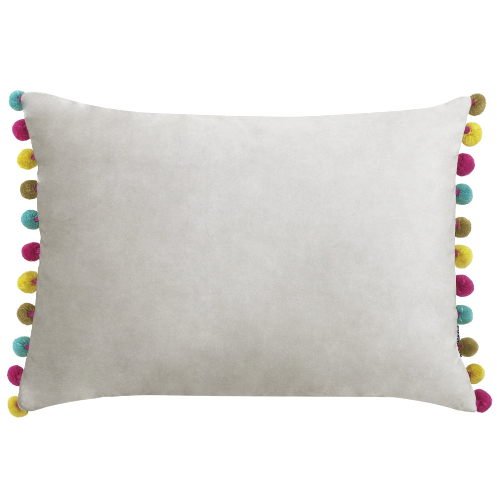 Plain Grey Cushions - Fiesta Velvet  Cushion Cover Dove/Multicolour Paoletti