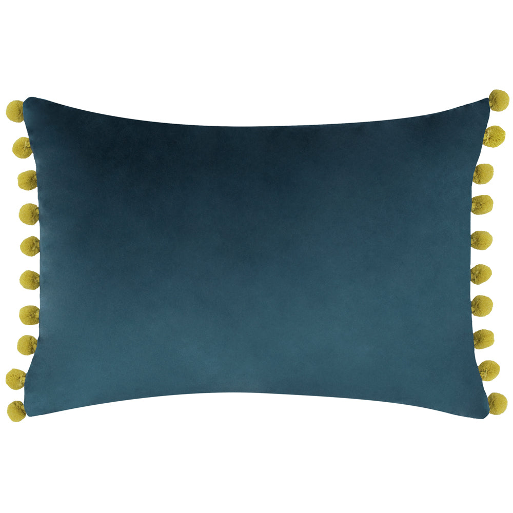 Plain Blue Cushions - Fiesta Velvet  Cushion Cover Indigo/Olive Paoletti