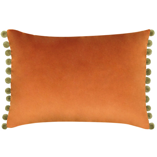 Plain Orange Cushions - Fiesta Velvet  Cushion Cover Rust/Khaki Paoletti