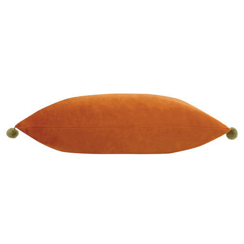 Plain Orange Cushions - Fiesta Velvet  Cushion Cover Rust/Khaki Paoletti