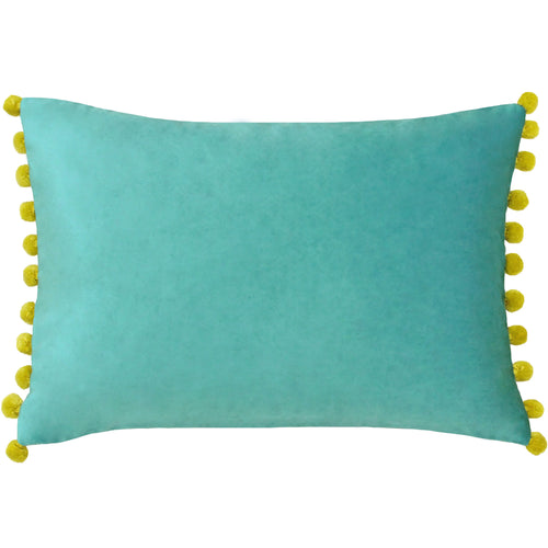 Plain Blue Cushions - Fiesta Velvet  Cushion Cover Teal/Bamboo Paoletti