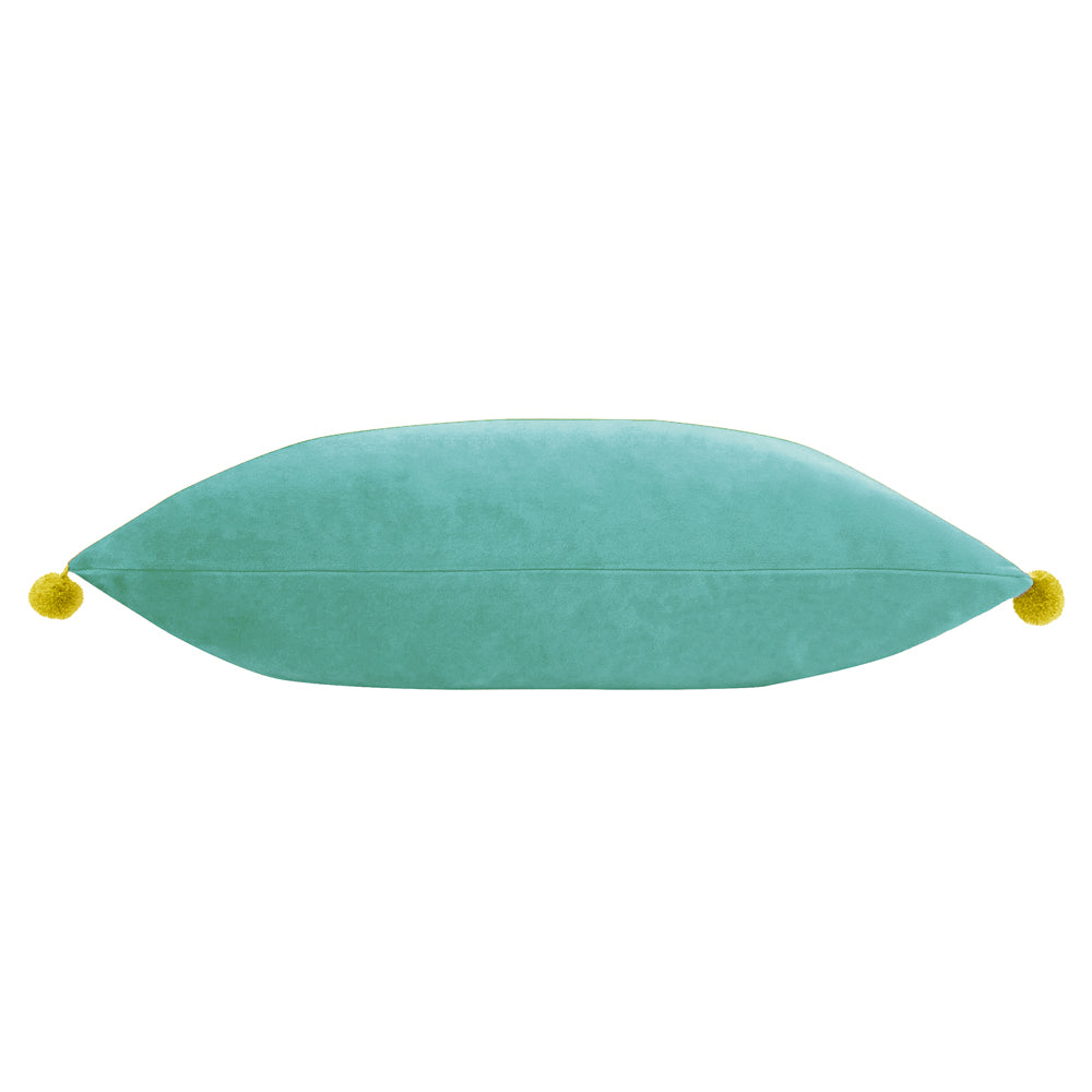 Fiesta Velvet Cushion Teal/Bamboo