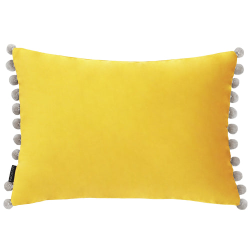 Plain Yellow Cushions - Fiesta Velvet  Cushion Cover Mimosa/Silver Paoletti