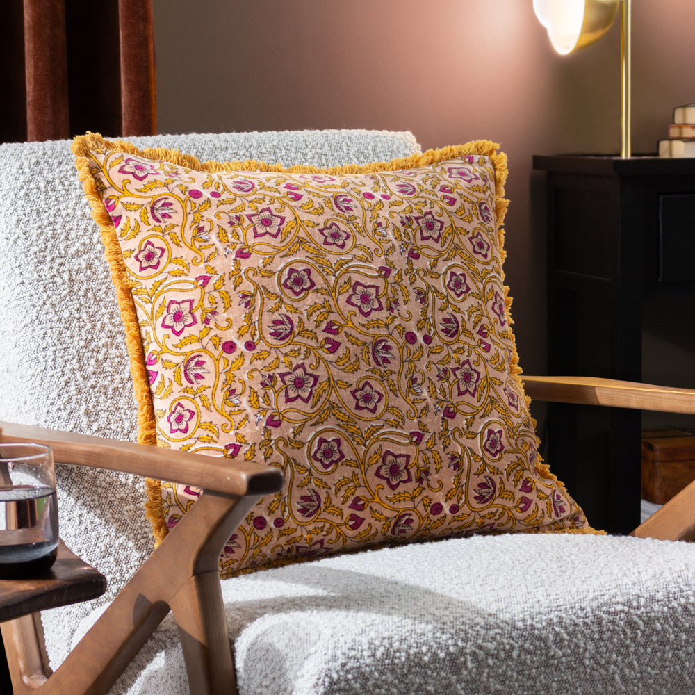 Floral Yellow Cushions - Filagree  Cushion Cover Shell Paoletti
