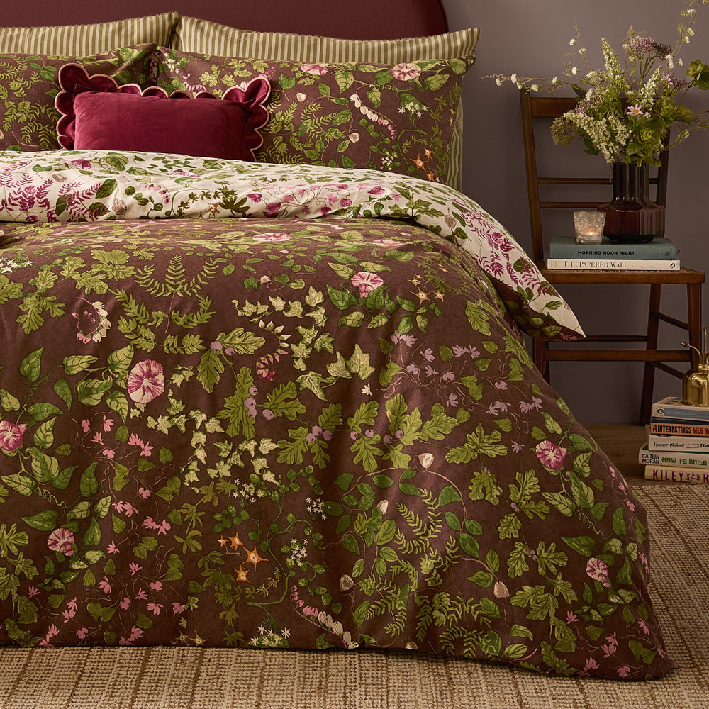 Flora Wilde Reversible Duvet Cover Set Chocolate