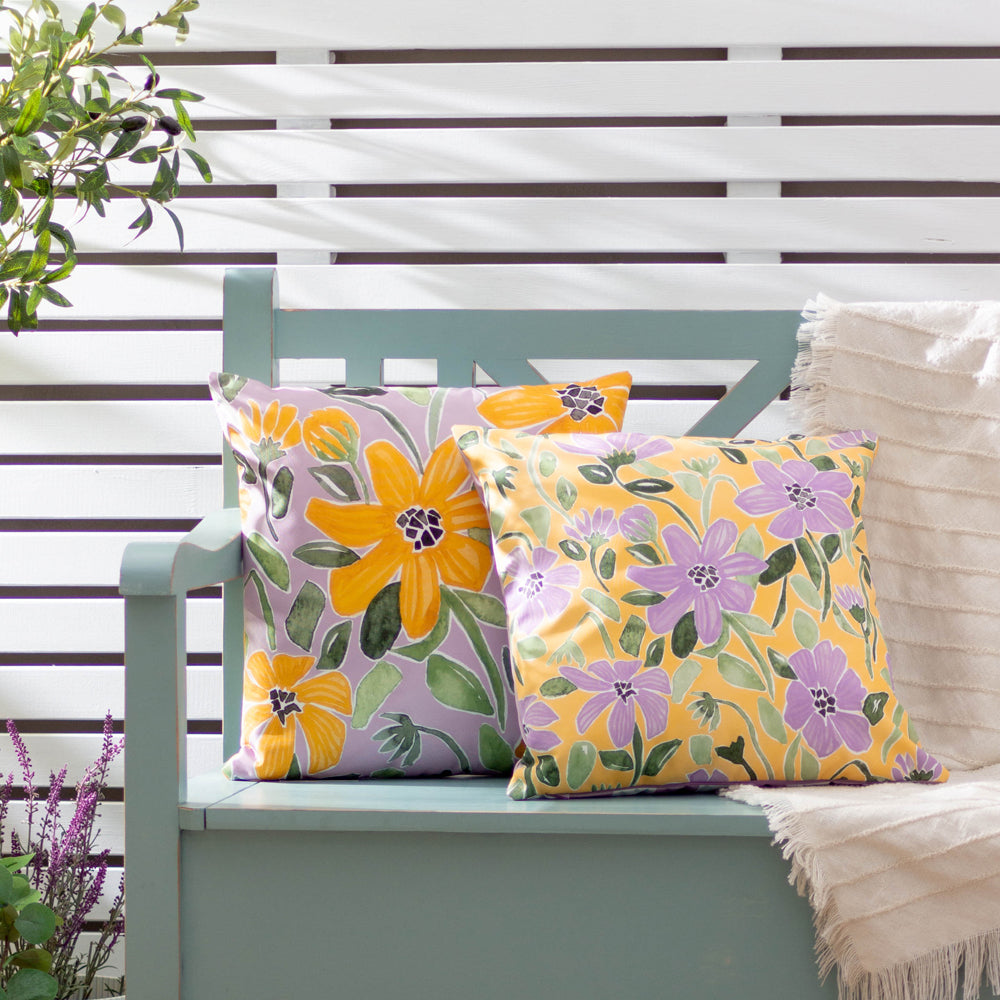 Flowers Trending Outdoor Cushion Yellow/Lilac