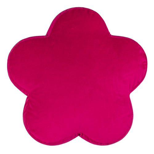 Plain Pink Cushions - Flower Velvet Reversible Ready Filled Cushion Hot Pink heya home