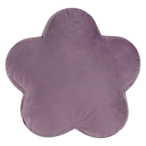 Plain Purple Cushions - Flower Velvet Reversible Ready Filled Cushion Lilac heya home