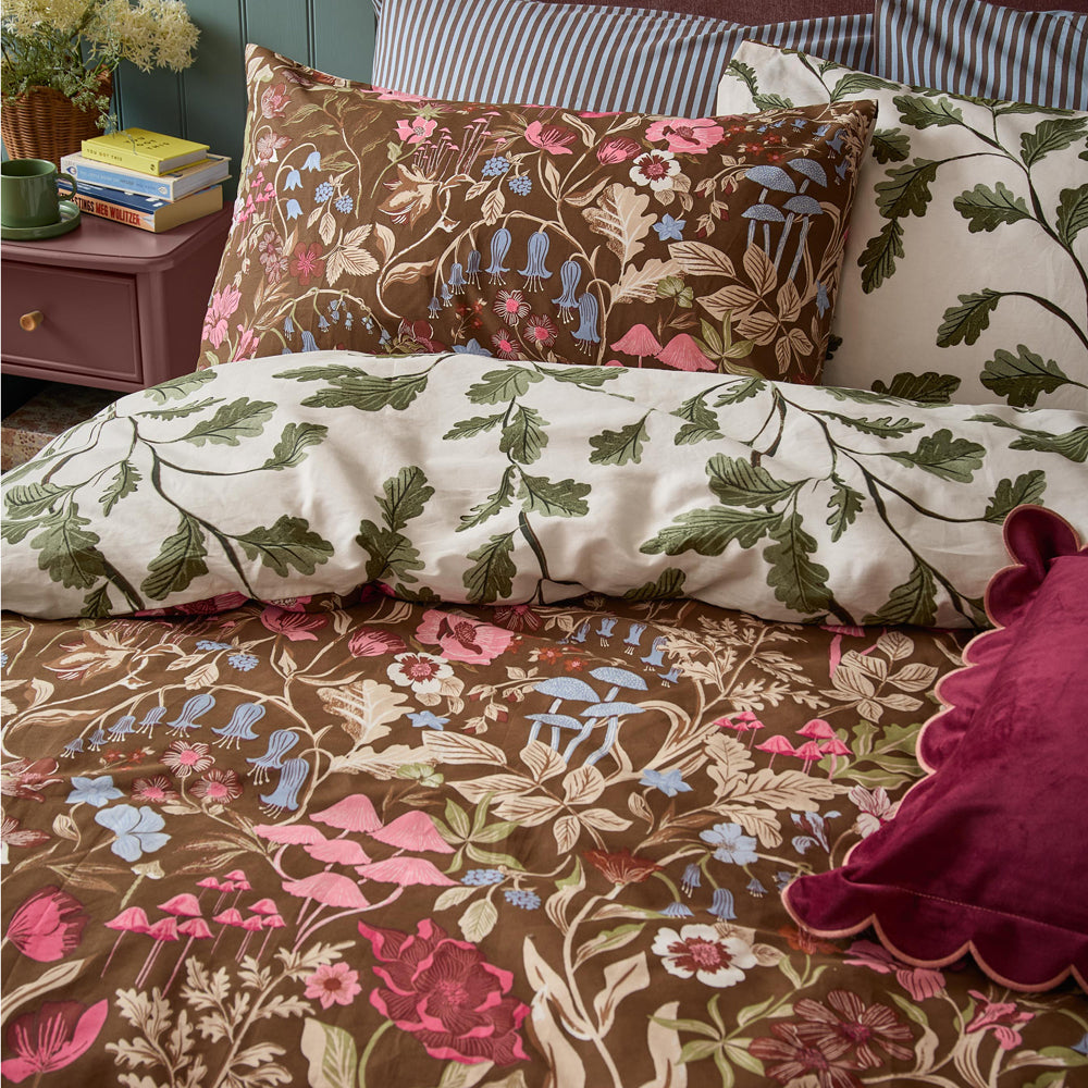 Forest Bloom Reversible Duvet Cover Set Chocolate