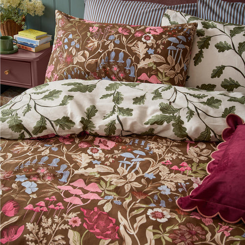 Forest Bloom Reversible Duvet Cover Set Chocolate